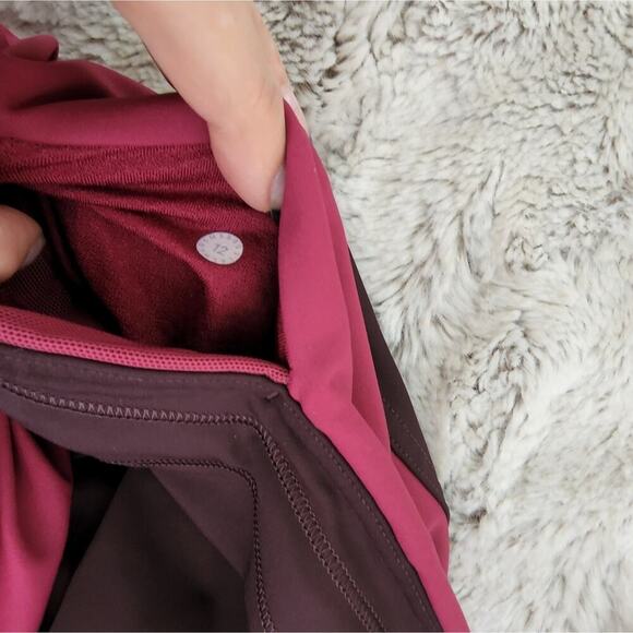 LULULEMON CRANBERRY BROWN COLORBLOCK LEGGING SIZE 12 - Picture 6 of 8